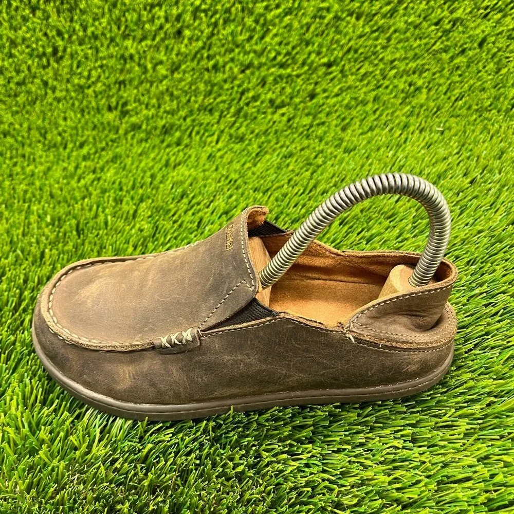 OluKai Moloa Kids Boys Size 3Y Brown Casual Classic Slip On Shoes Loafers